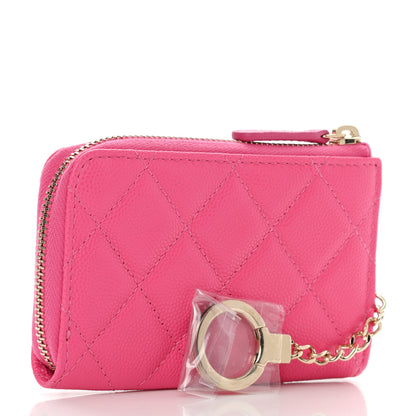 Chanel Caviar Quilted Zipped Key Holder Case Pink 3 of 7