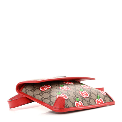 Gucci GG Supreme Monogram Apple Interlocking G Belt Bag Beige Multicolor Lobster Red 4 of 10