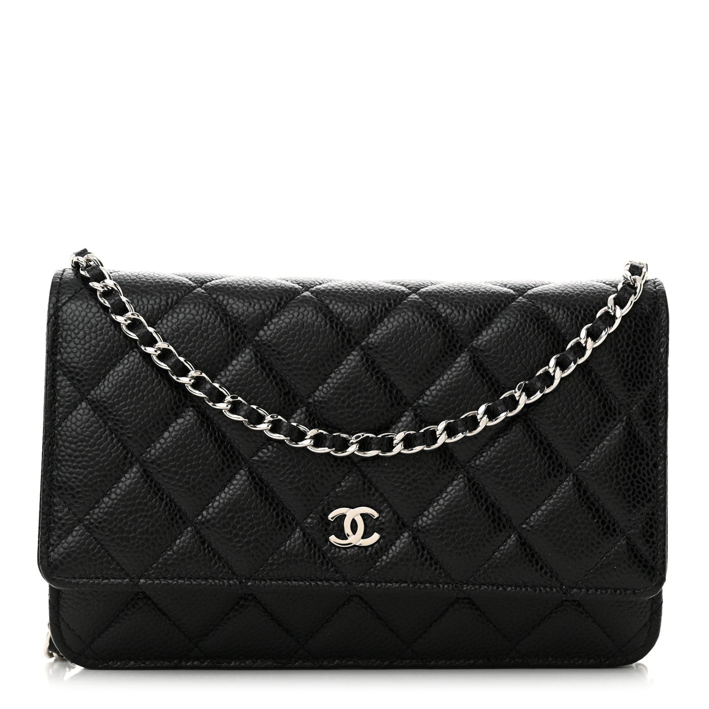 Caviar Quilted Wallet on Chain WOC Black