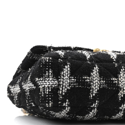 Chanel Tweed Quilted Large Chanel 19 Flap Black White 9 of 10