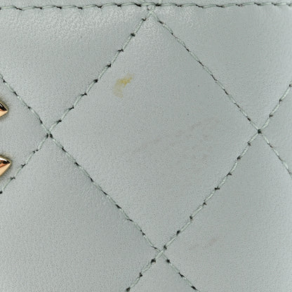 Chanel Lambskin Quilted Top Handle Mini Vanity Case With Chain Light Blue 12 of 12