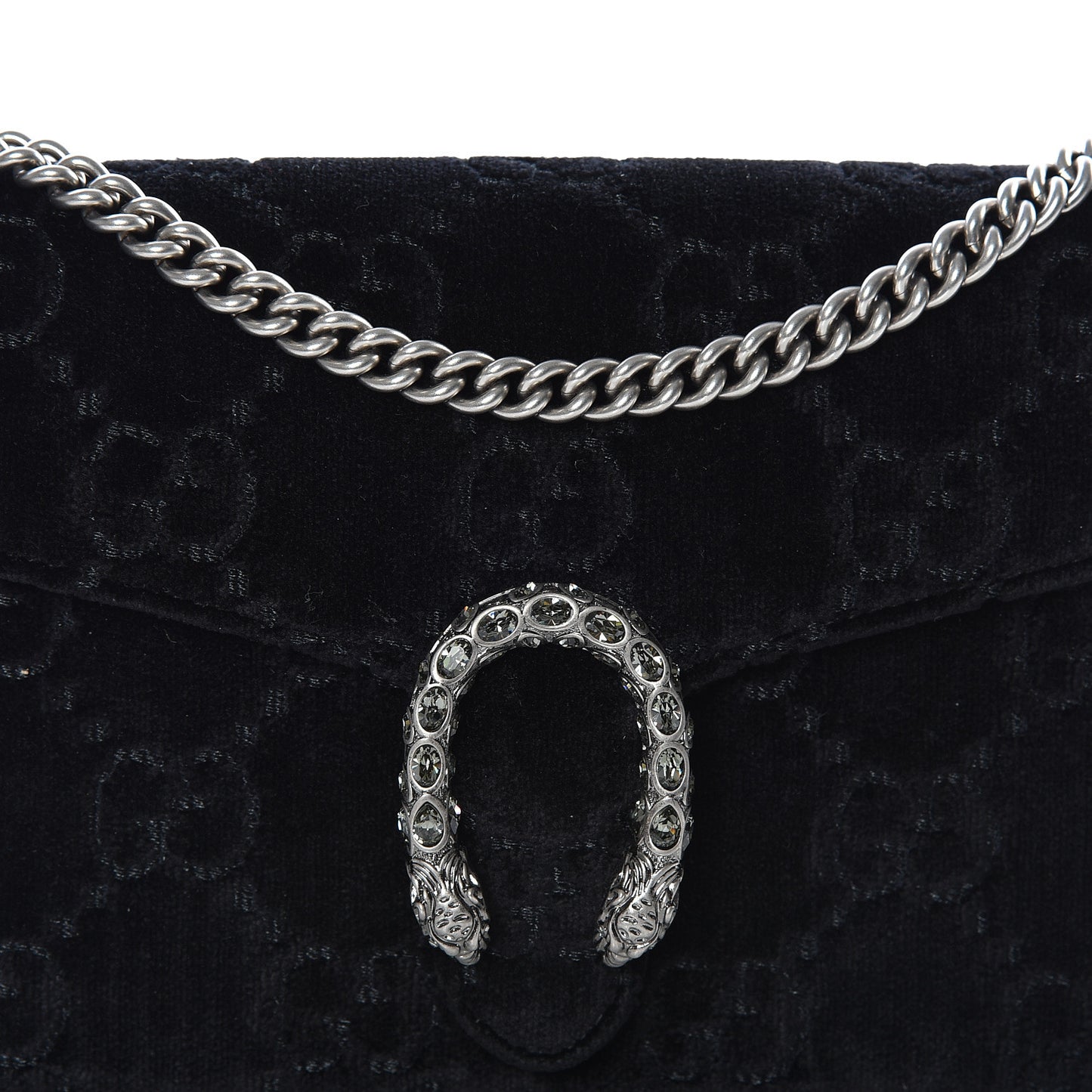 Velvet GG Monogram Mini Dionysus Chain Wallet Black