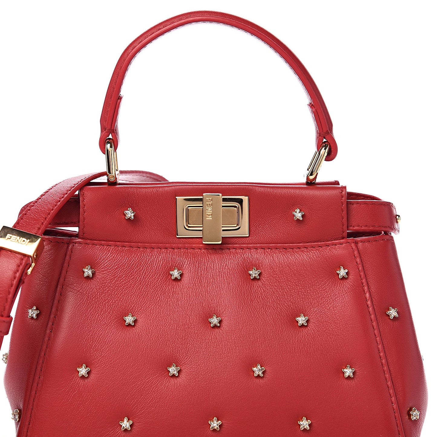 Nappa Crystal Stars Studded XS Peekaboo Iconic Satchel Fragola