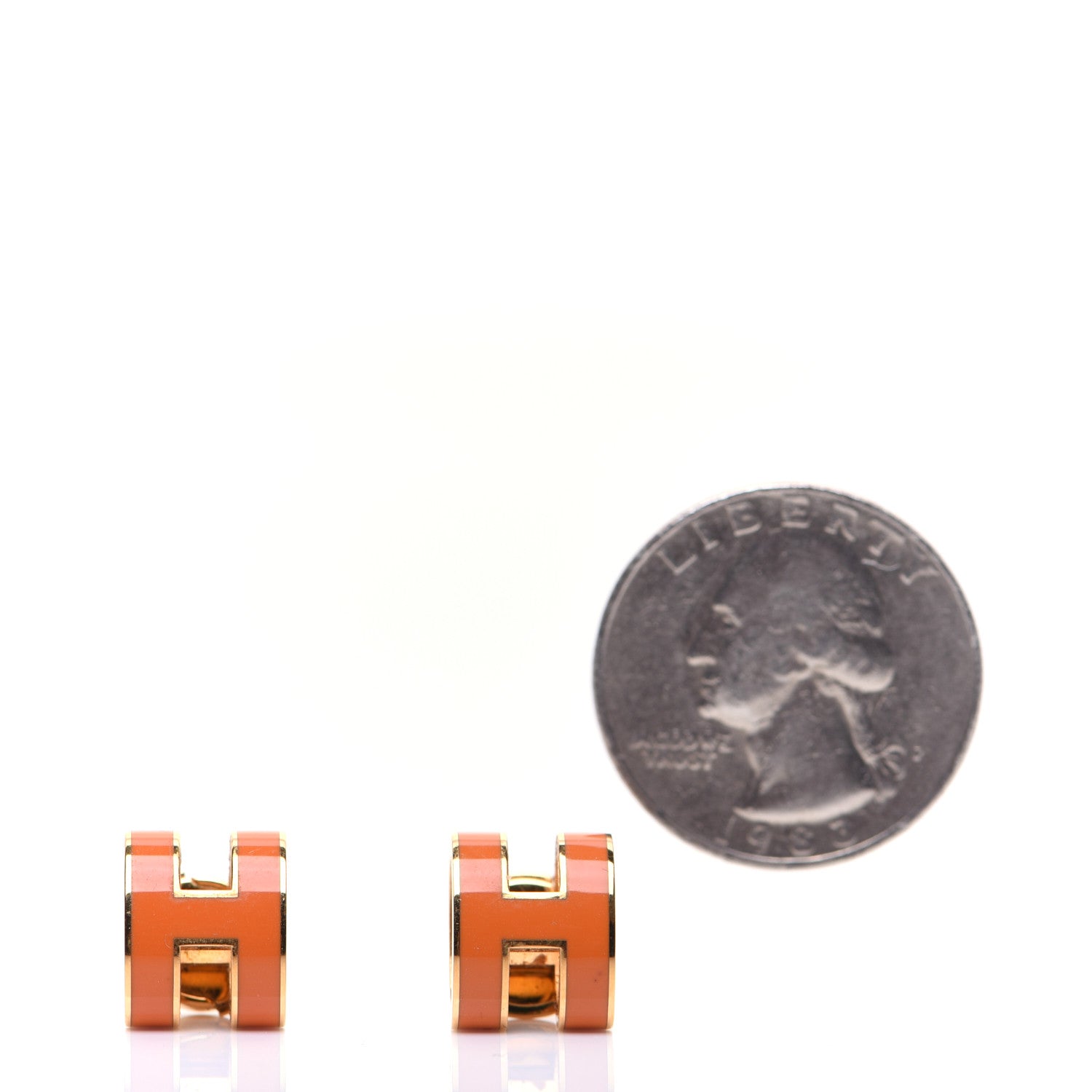 Hermes Gold Lacquered Pop H Earrings Orange 2 of 8
