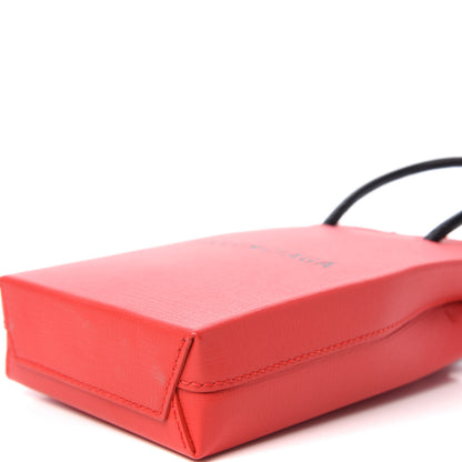 Balenciaga Squared Calfskin Logo Shopping Phone Holder Bag Red 9 of 10