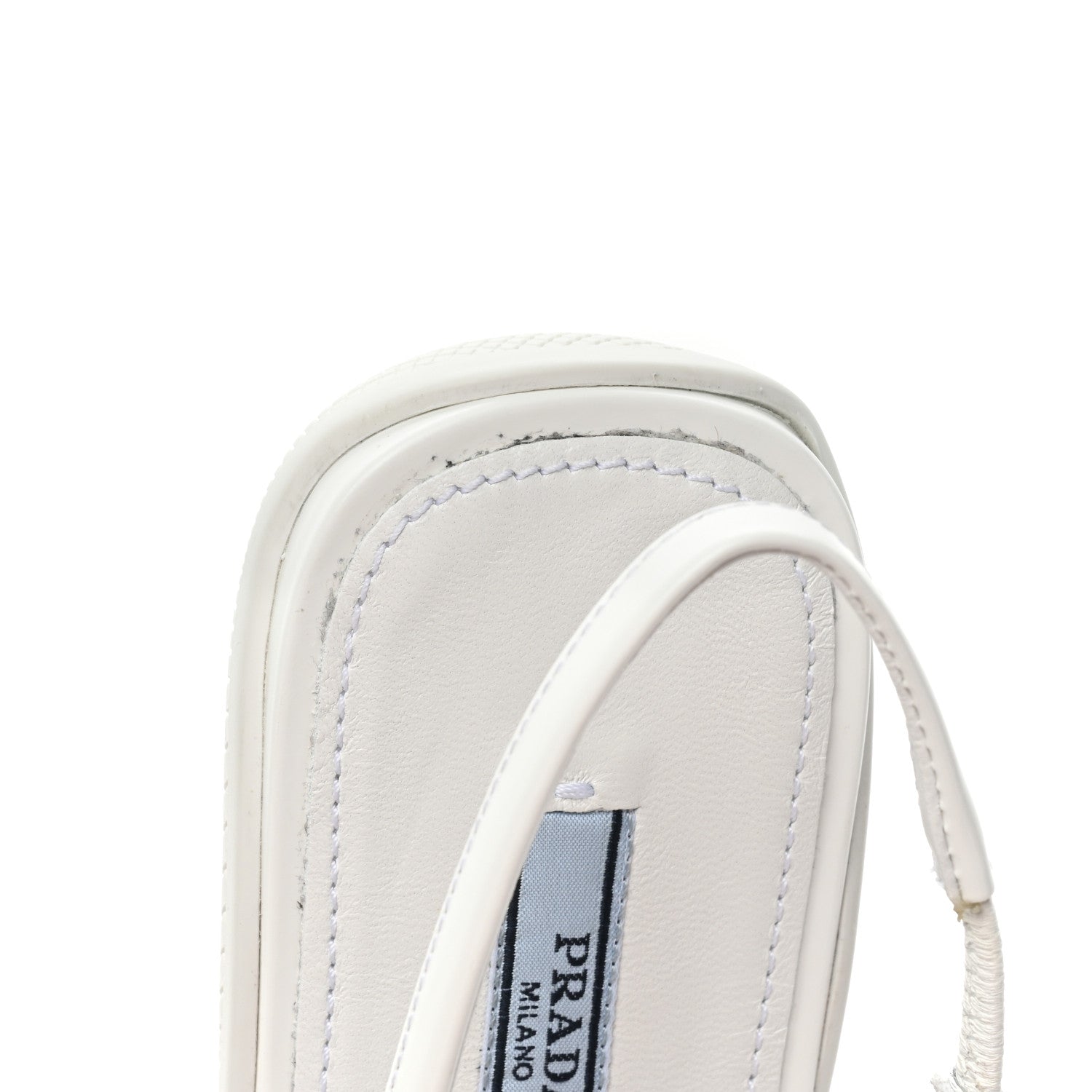 Prada Spazzolato Triangle Logo Pointed Toe Slingback Flats 37 White 11 of 12