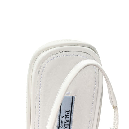 Prada Spazzolato Triangle Logo Pointed Toe Slingback Flats 37 White 11 of 12