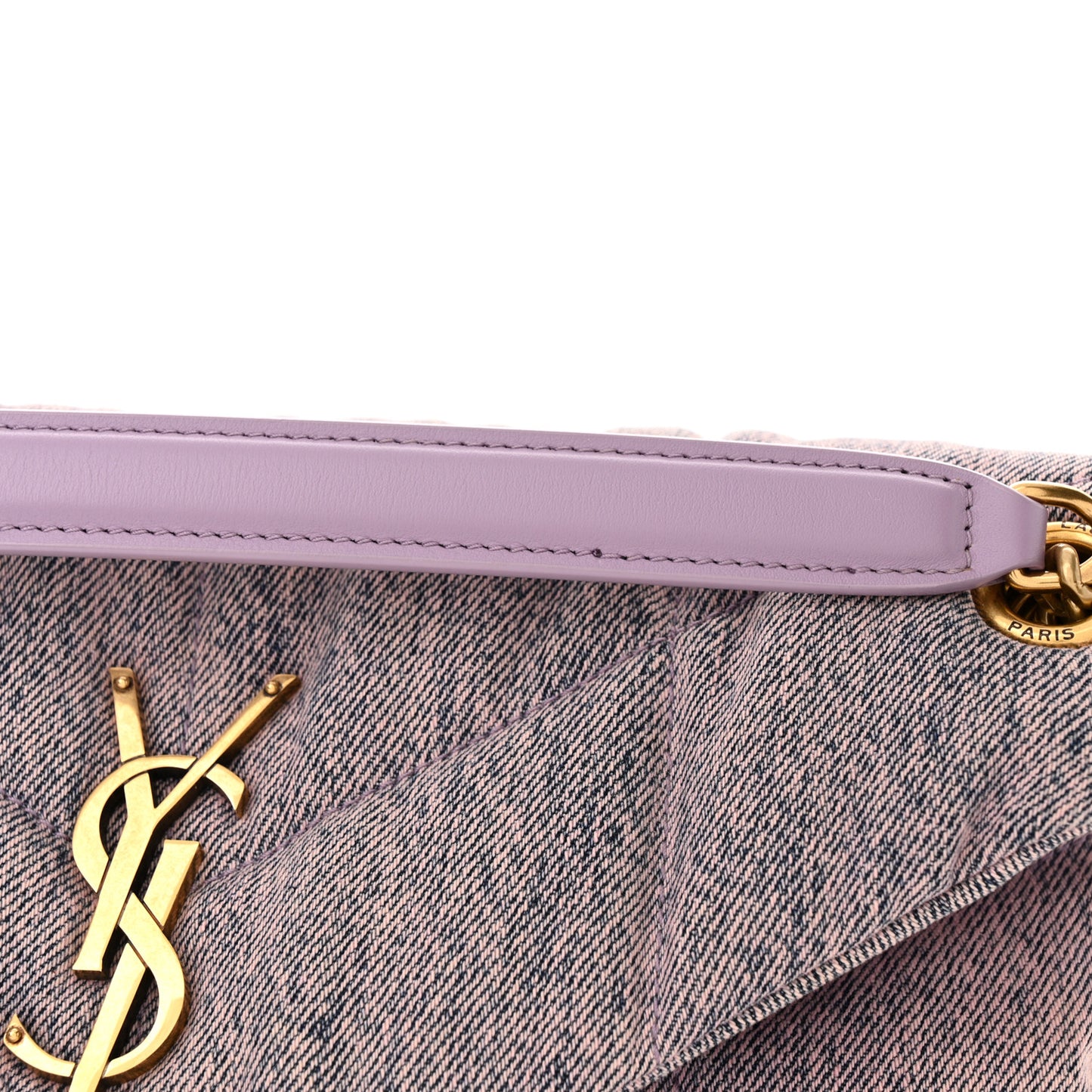 Denim Quilted Small Loulou Puffer Monogram Chain Satchel Bleached Lilac
