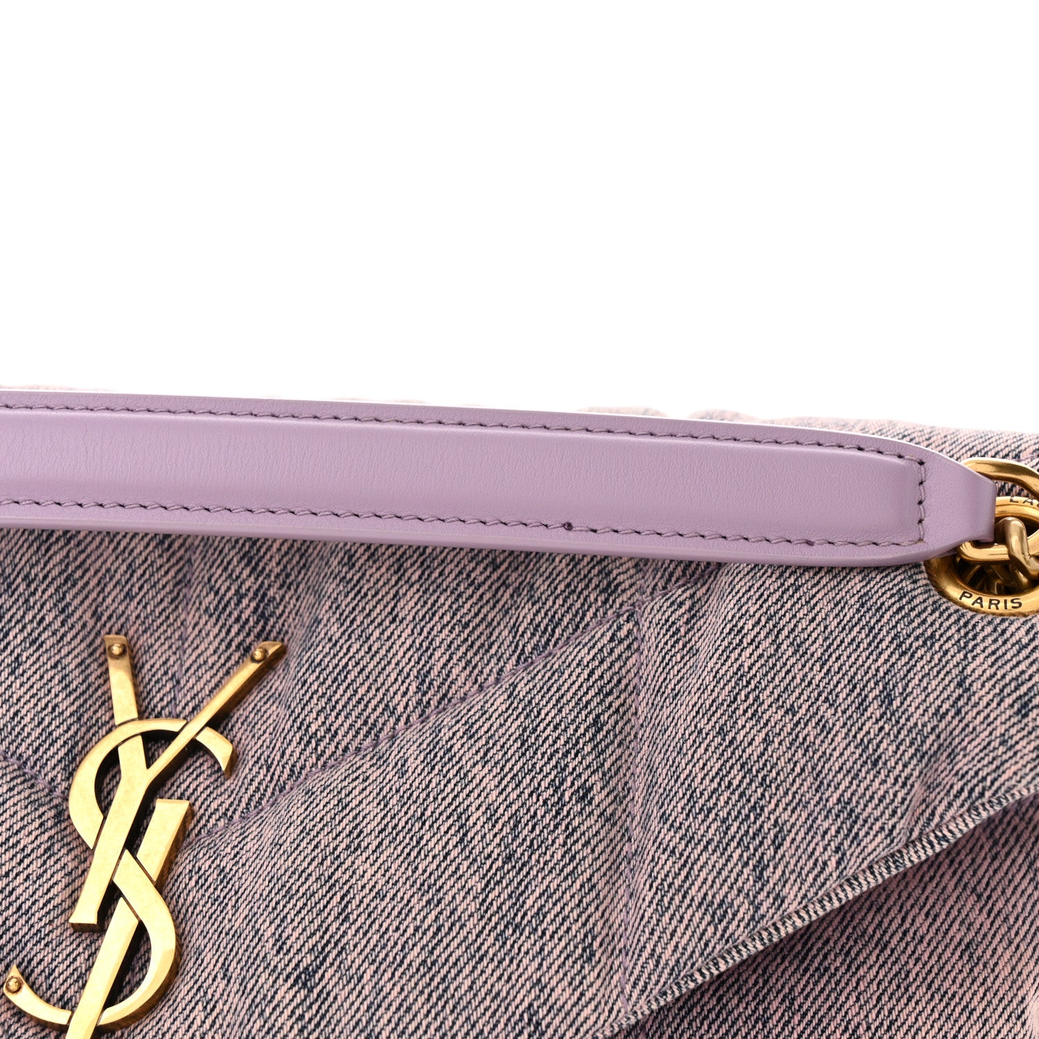 Saint Laurent Denim Quilted Small Loulou Puffer Monogram Chain Satchel Bleached Lilac 12 of 12