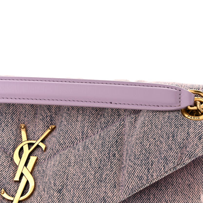Saint Laurent Denim Quilted Small Loulou Puffer Monogram Chain Satchel Bleached Lilac 12 of 12