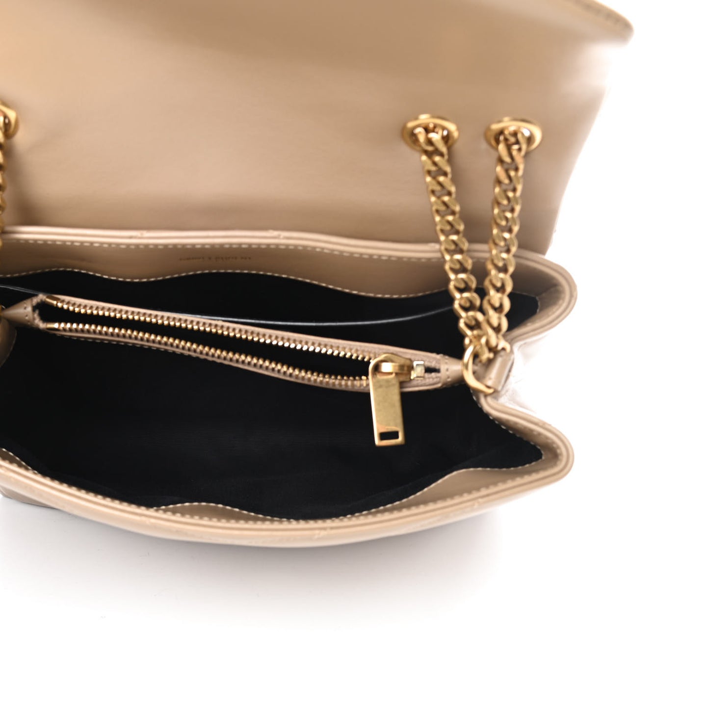 Calfskin Y Quilted Monogram Small Loulou Chain Satchel Dark Beige