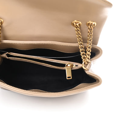 Saint Laurent Calfskin Y Quilted Monogram Small Loulou Chain Satchel Dark Beige 5 of 13