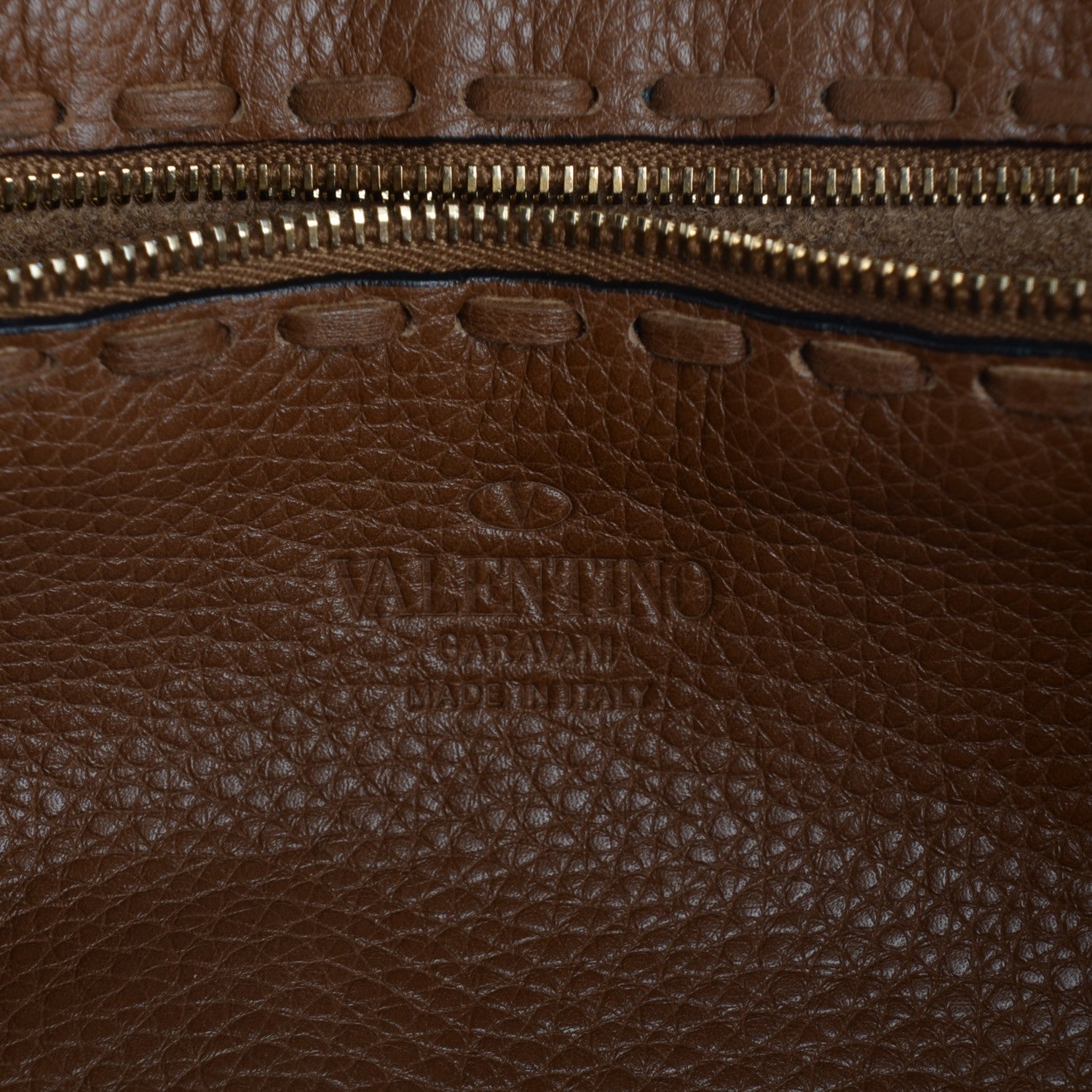 Valentino Garavani Grained Calfskin C-Rockee Fringe Tote Tan 5 of 8