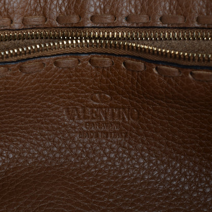 Valentino Garavani Grained Calfskin C-Rockee Fringe Tote Tan 5 of 8