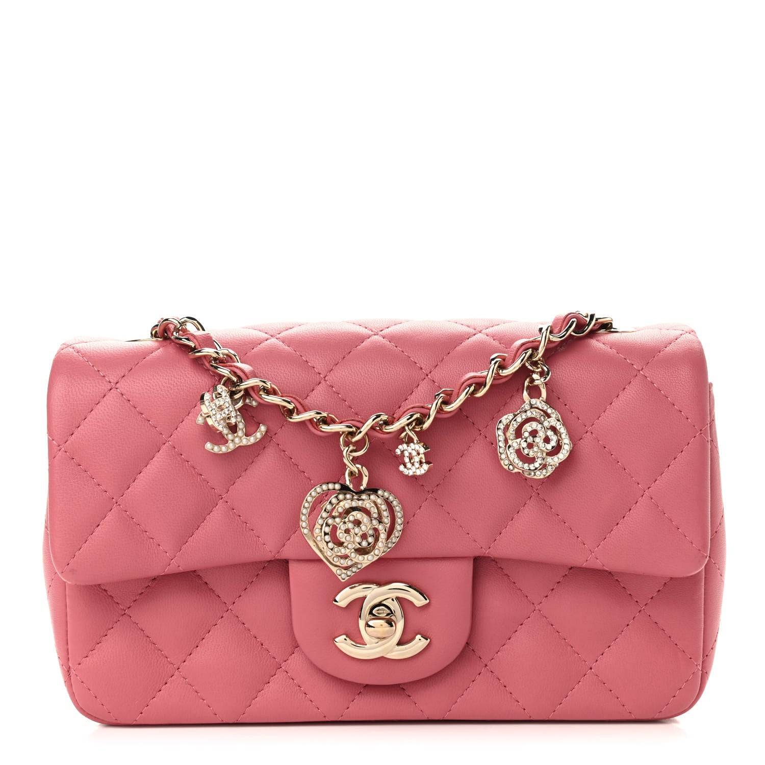 Chanel Lambskin Quilted Valentine Charms Mini Rectangular Flap Pink 1 of 12
