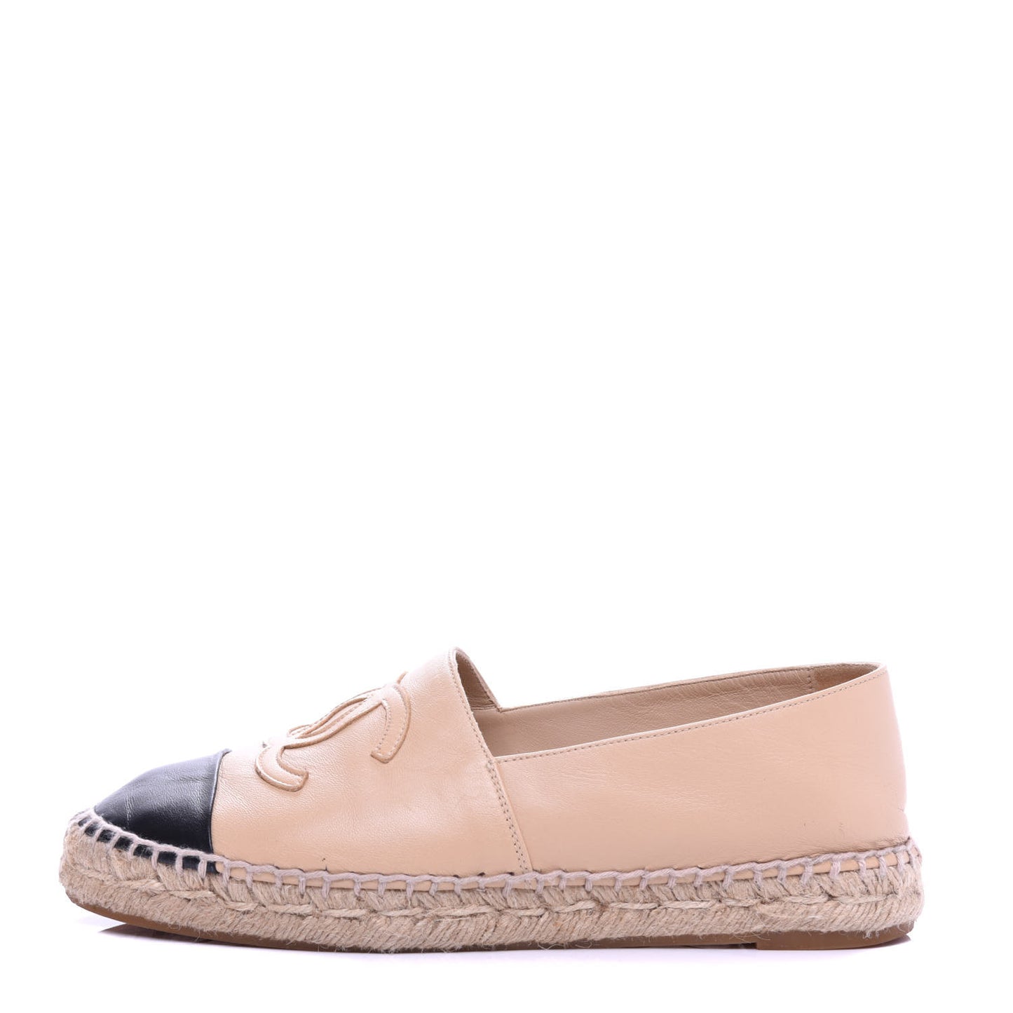Lambskin CC Espadrilles 37 Beige Black