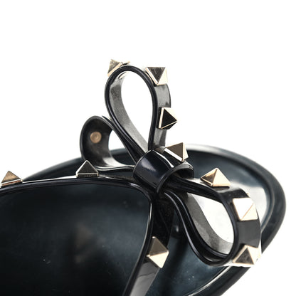 Valentino Garavani PVC Jelly Rockstud Bow Thong Sandals 39 Black 8 of 9