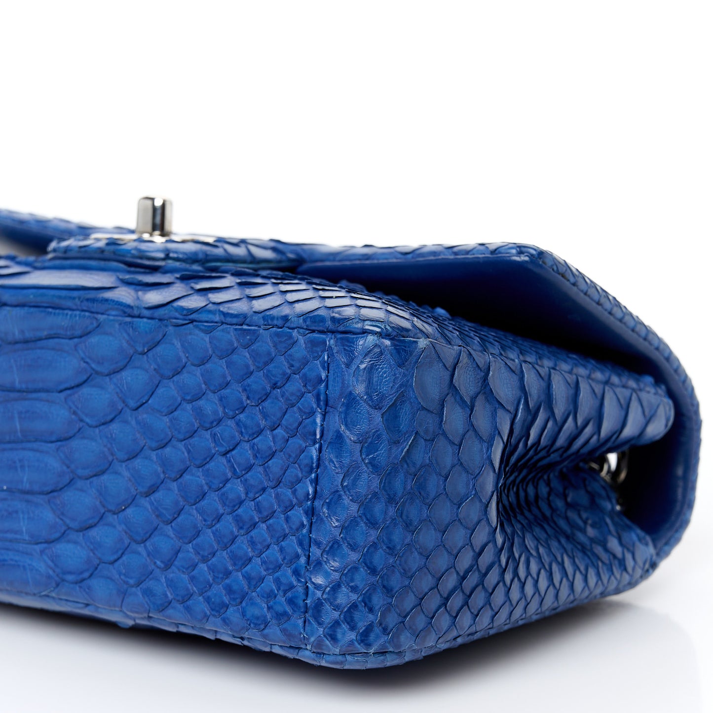 Snakeskin Mini Rectangular Flap Blue