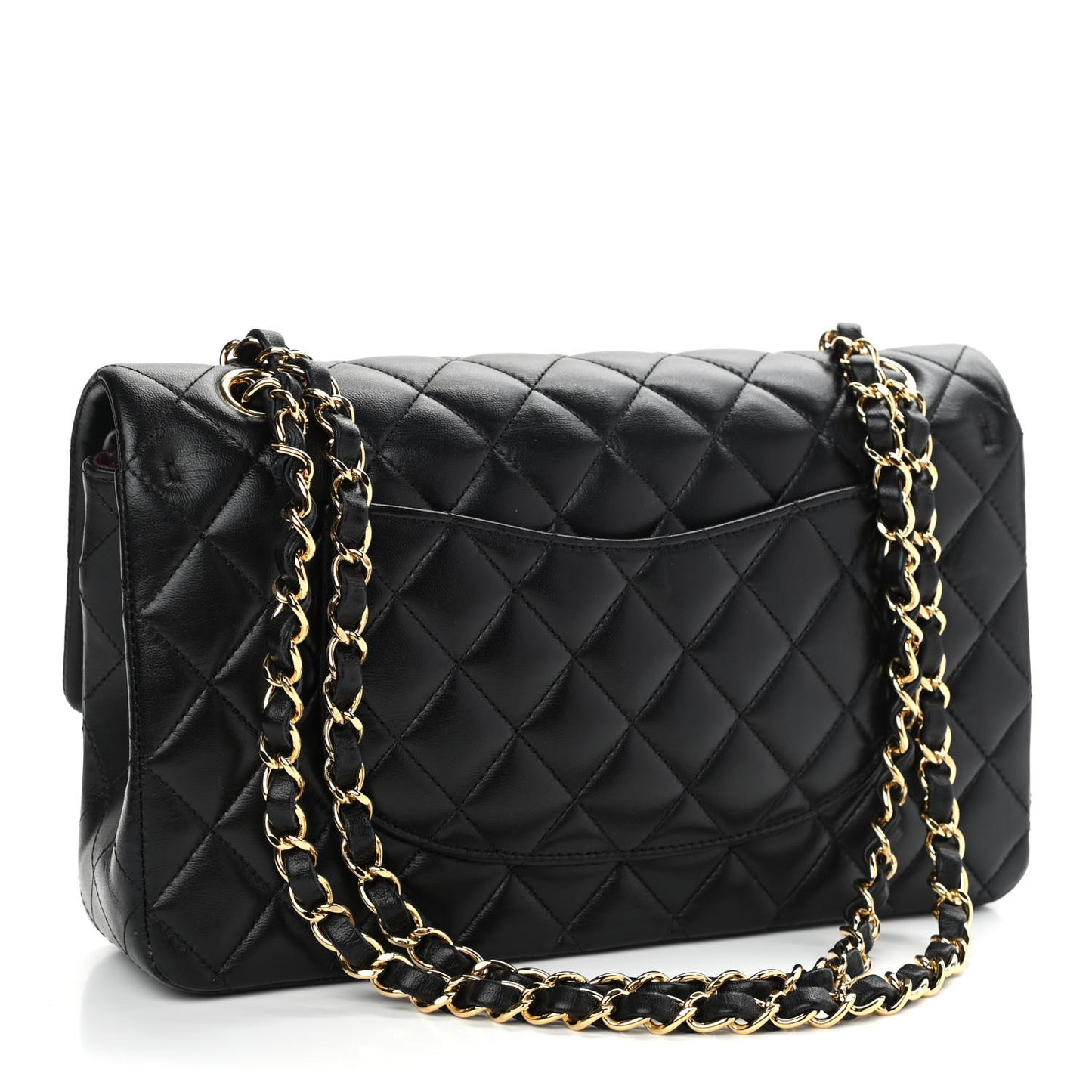 Lambskin Quilted Medium Double Flap Black