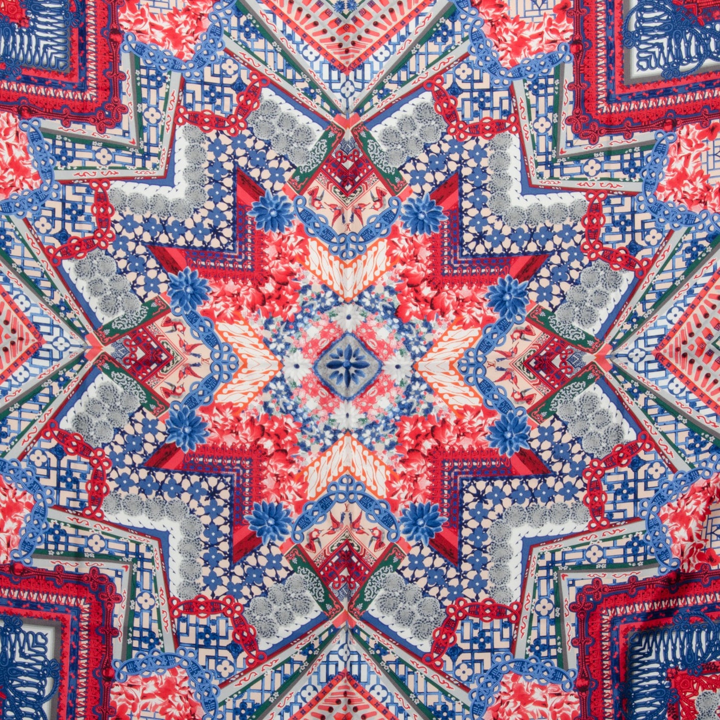 Silk Paradis Square Scarf Red Blue