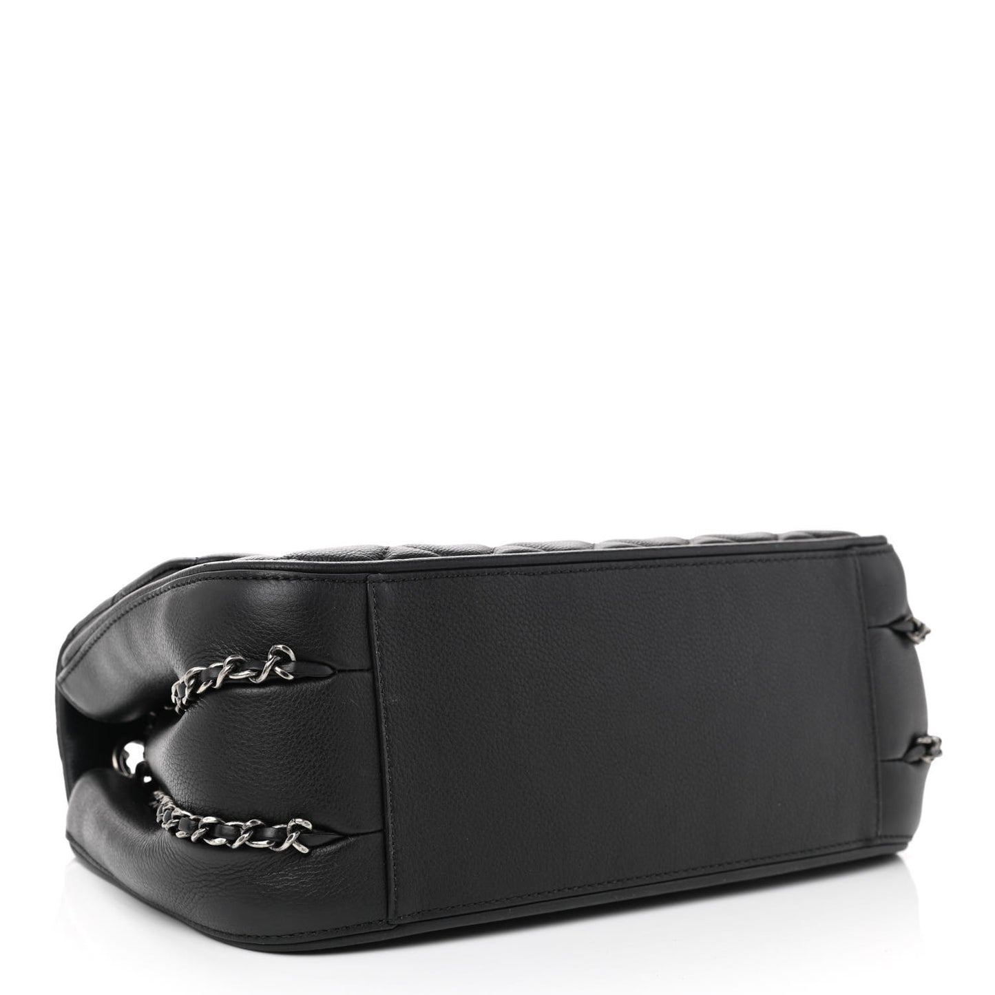 Calfskin Quilted Medium Frame in Chain Flap Black