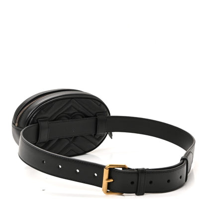 Gucci Calfskin Matelasse GG Marmont Belt Bag 85 34 Black 3 of 10