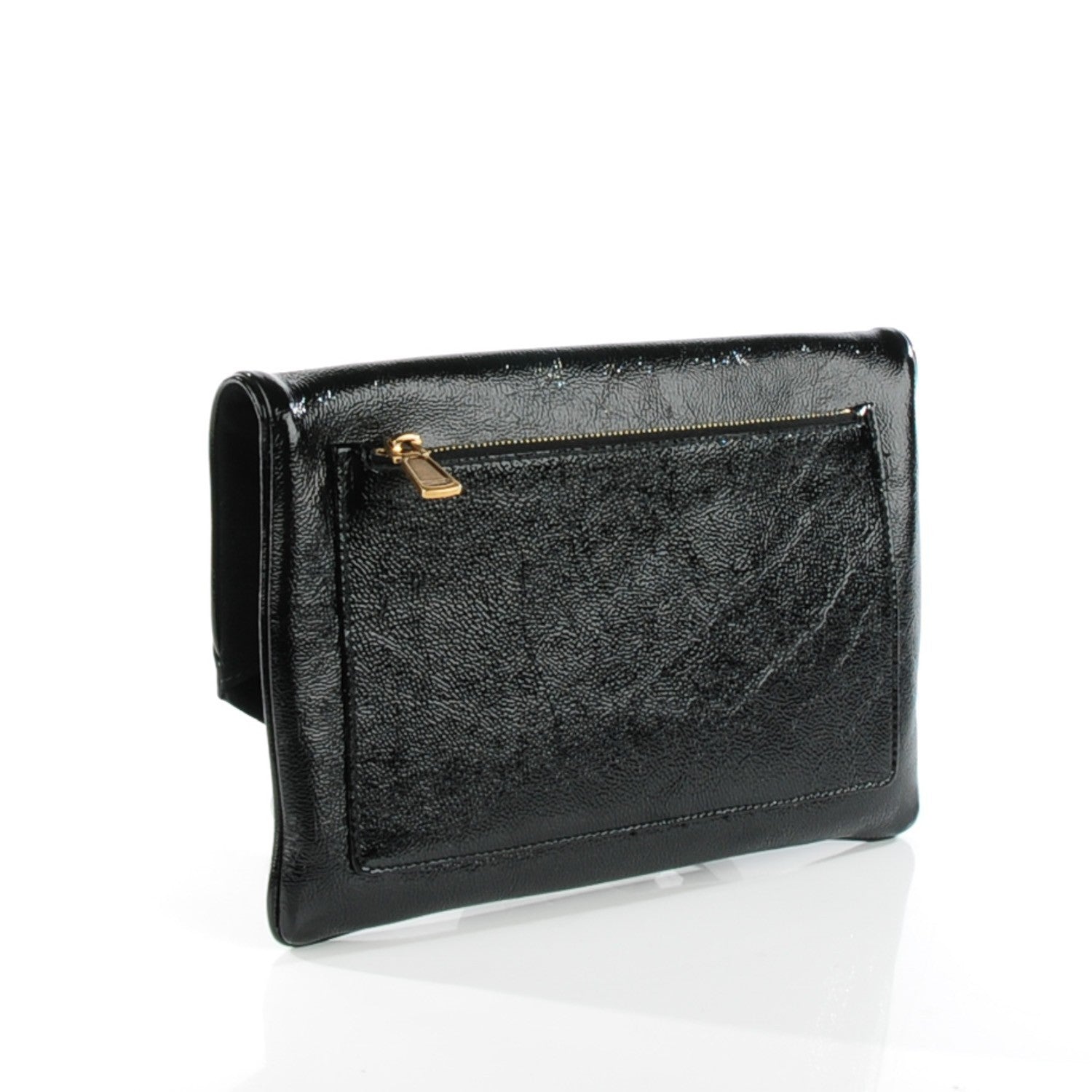 Saint Laurent Textured Patent Calfskin Belle De Jour Pochette Clutch Black 3 of 7