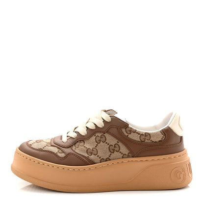 Gucci Calfskin GG Monogram Womens Platform 55mm Sneakers 35.5 Hezelnut Beige Ebony Mystic White 1 of 10