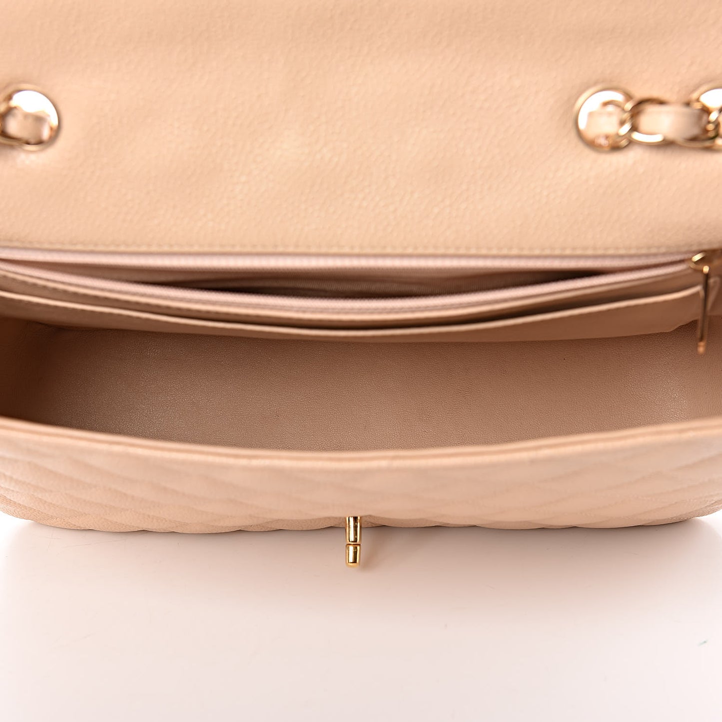 Caviar Quilted Jumbo Single Flap Beige Clair