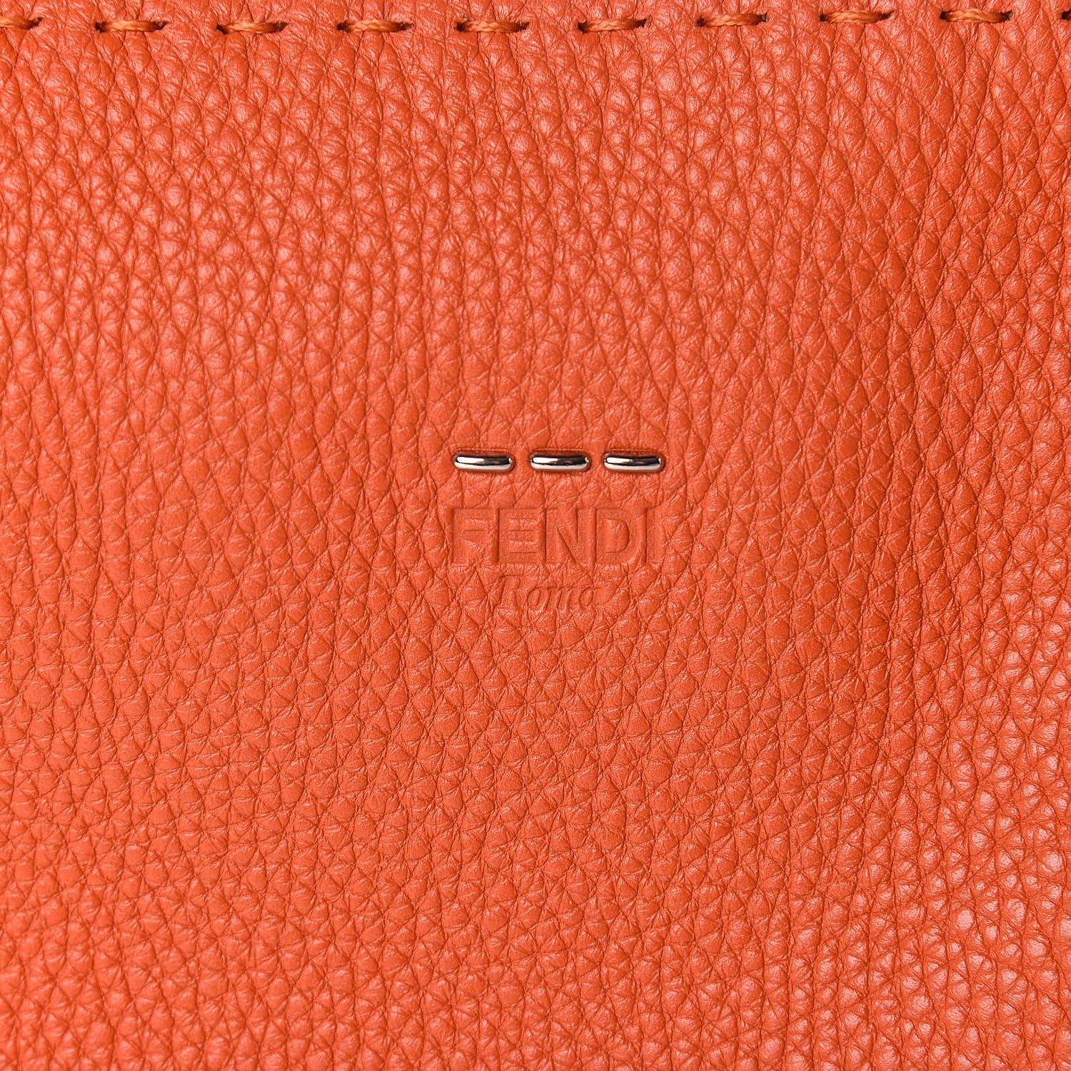 Fendi Calfskin Romano Selleria Lei Boston Tote Dark Orange 9 of 9