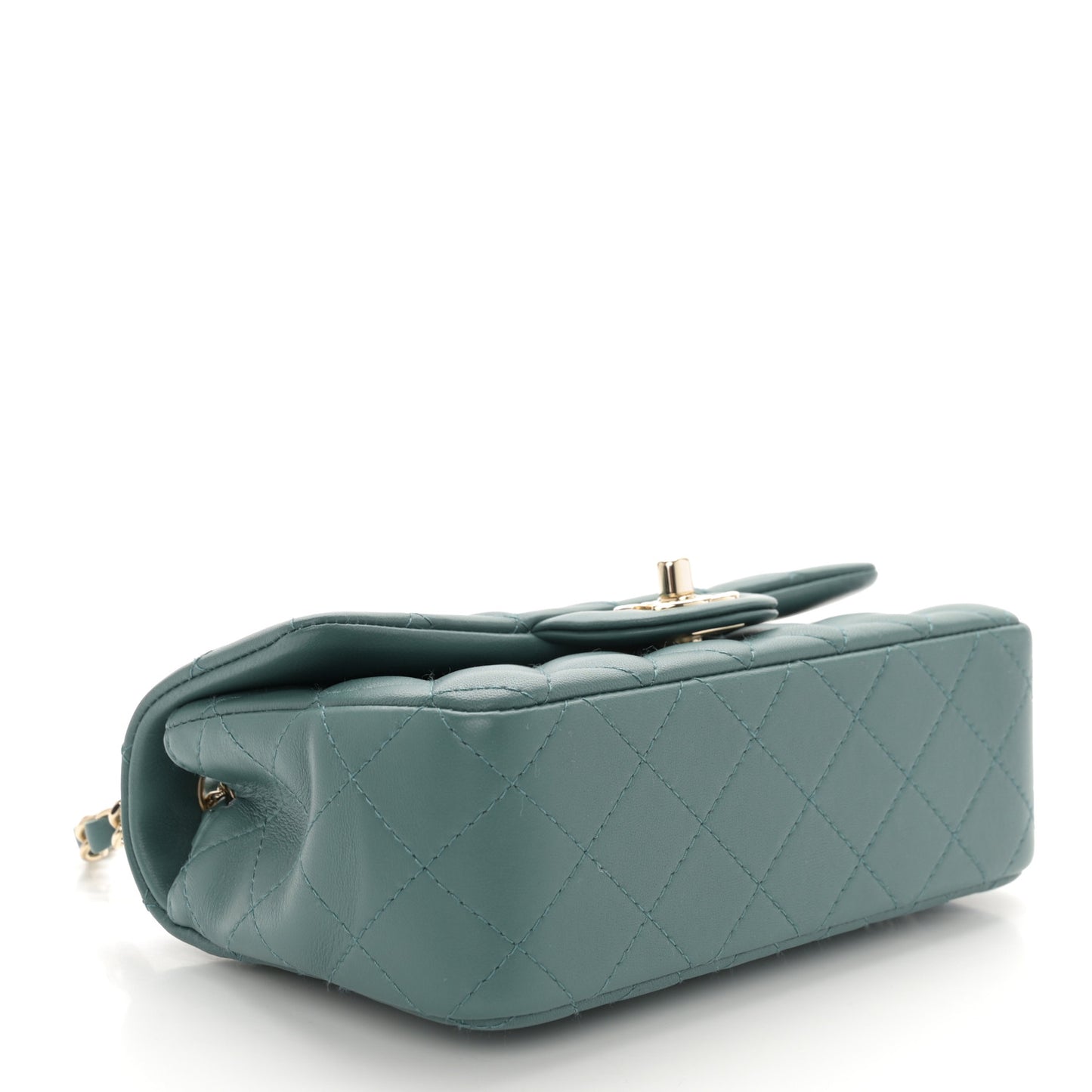 Lambskin Quilted Mini Rectangular Flap Green