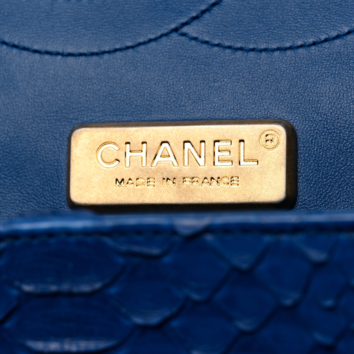 Snakeskin Jumbo Double Flap Bright Blue