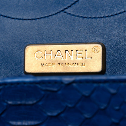 Chanel Snakeskin Jumbo Double Flap Bright Blue 7 of 11