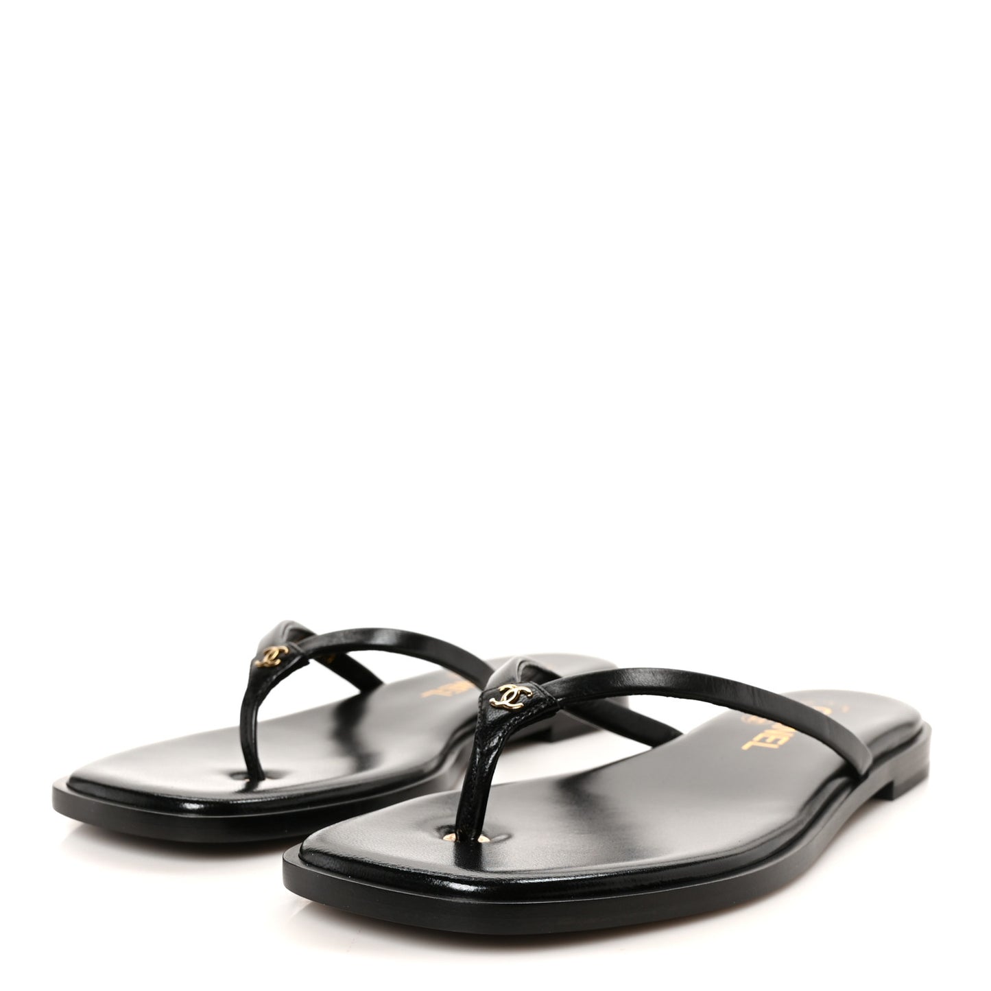 Goatskin CC Times Square Thong Sandals 38.5 Black