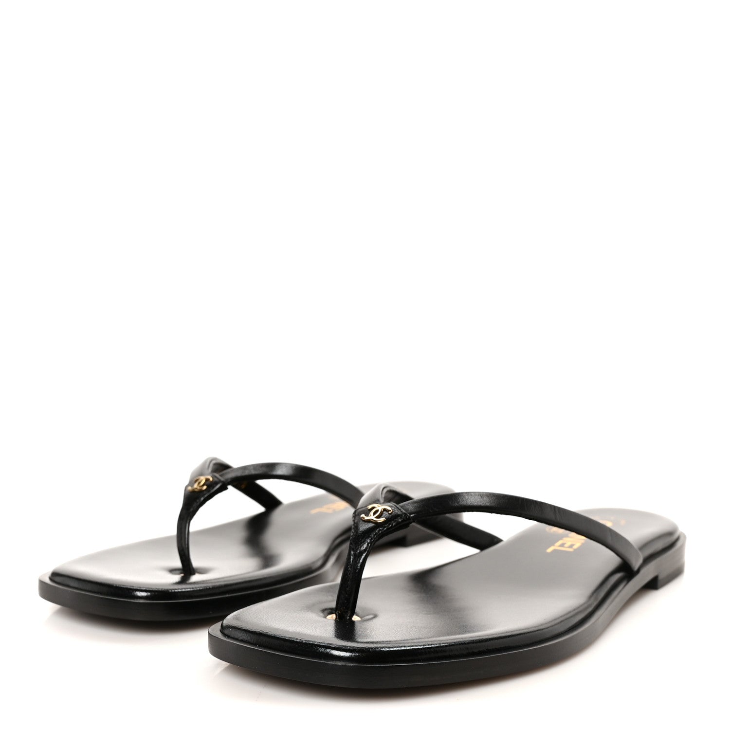 Chanel Goatskin CC Times Square Thong Sandals 38.5 Black 4 of 10
