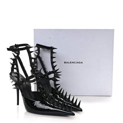 Balenciaga Glossy Calfskin Spiked Pumps 40.5 Black 9 of 9