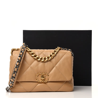 Chanel Lambskin Quilted Medium 19 Flap Dark Beige 12 of 12