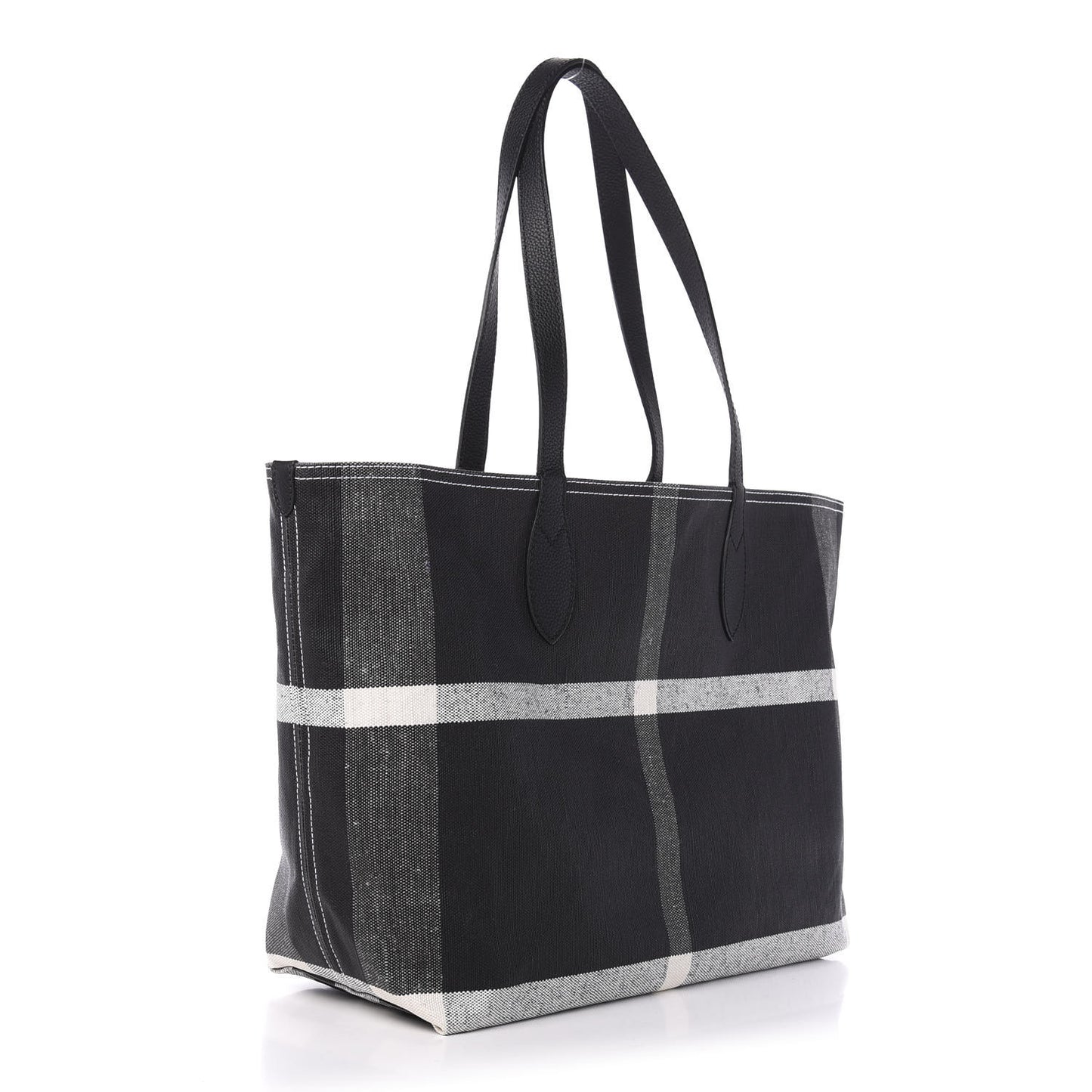 Coated Canvas Mega Check Medium Doodle Tote Black White