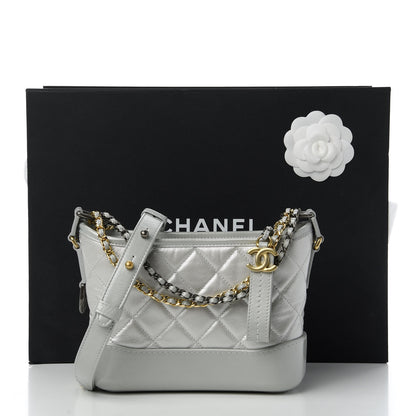 Chanel Aged Calfskin Quilted Small Gabrielle Hobo Grey 11 of 11