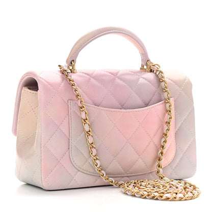 Chanel Lambskin Quilted Ombre Mini Top Handle Rectangular Flap Pink Multicolor 3 of 10