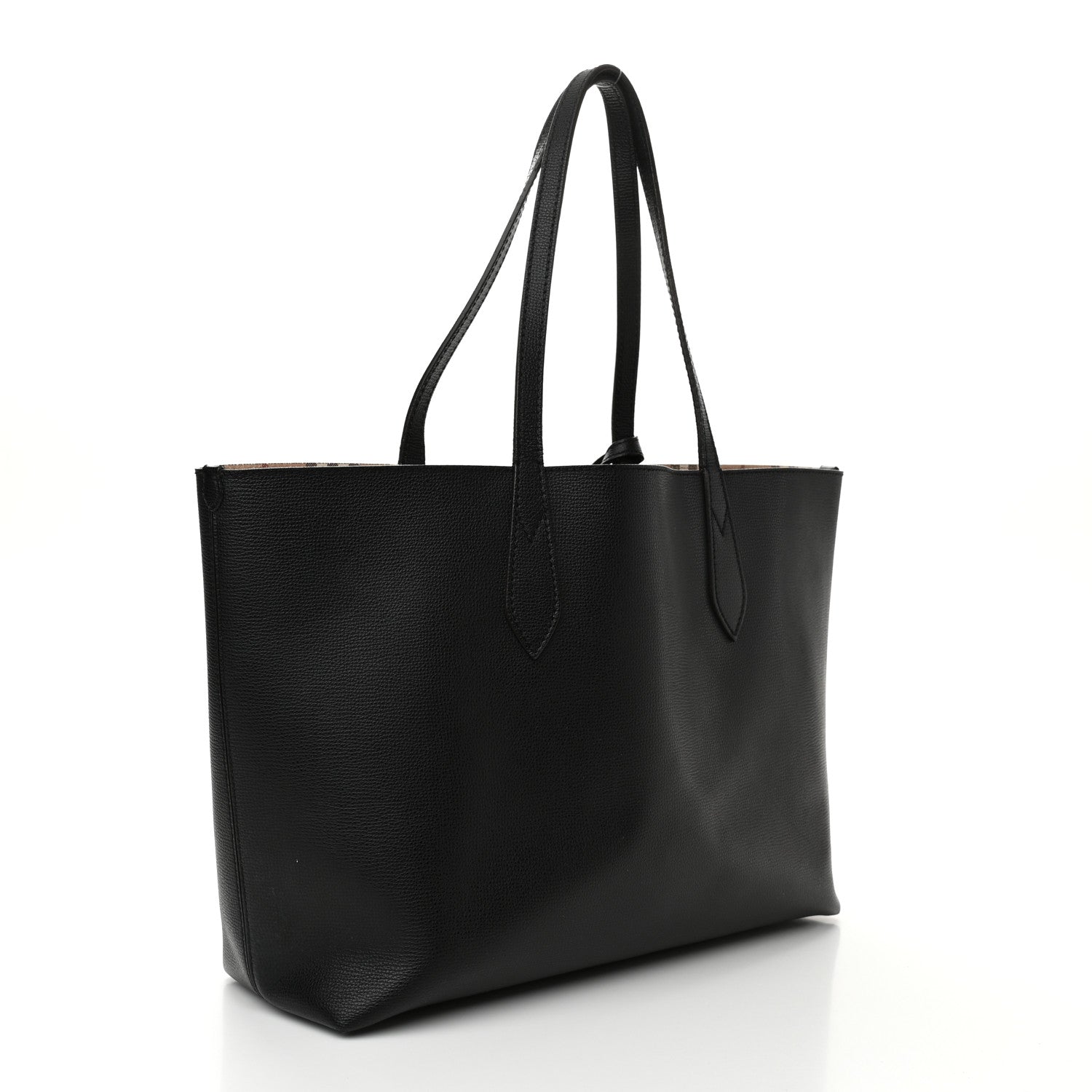 Burberry Grainy Calfskin Haymarket Check Medium Reversible Tote Black 4 of 21