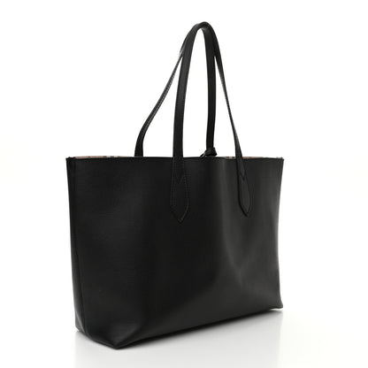 Burberry Grainy Calfskin Haymarket Check Medium Reversible Tote Black 4 of 21
