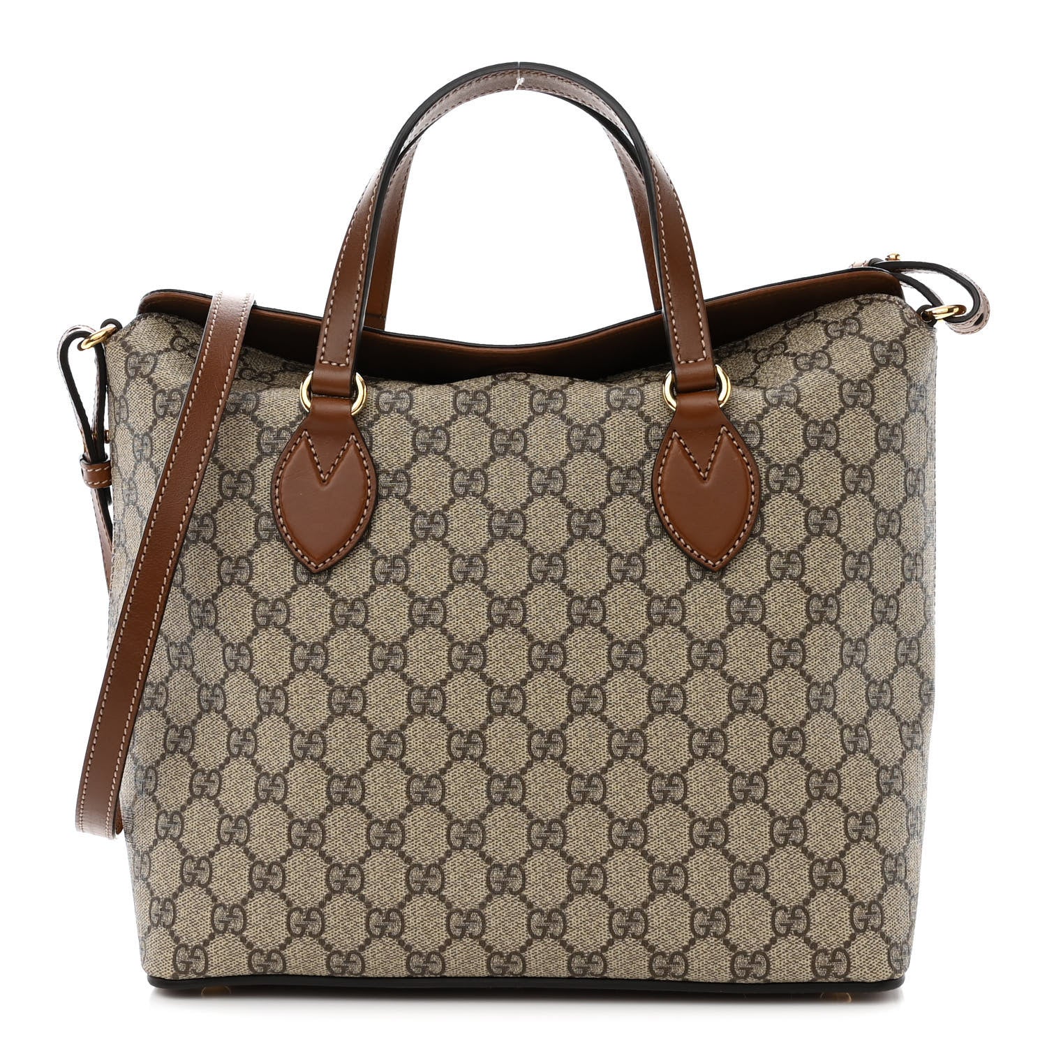 Gucci GG Supreme Monogram Linea A Foldover Tote Brown 1 of 11