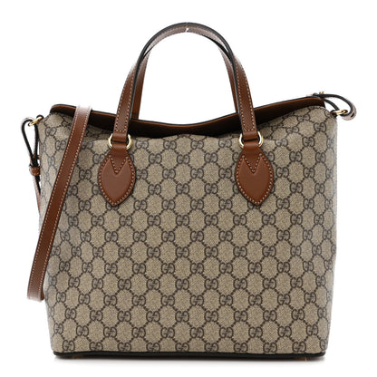 Gucci GG Supreme Monogram Linea A Foldover Tote Brown 1 of 11