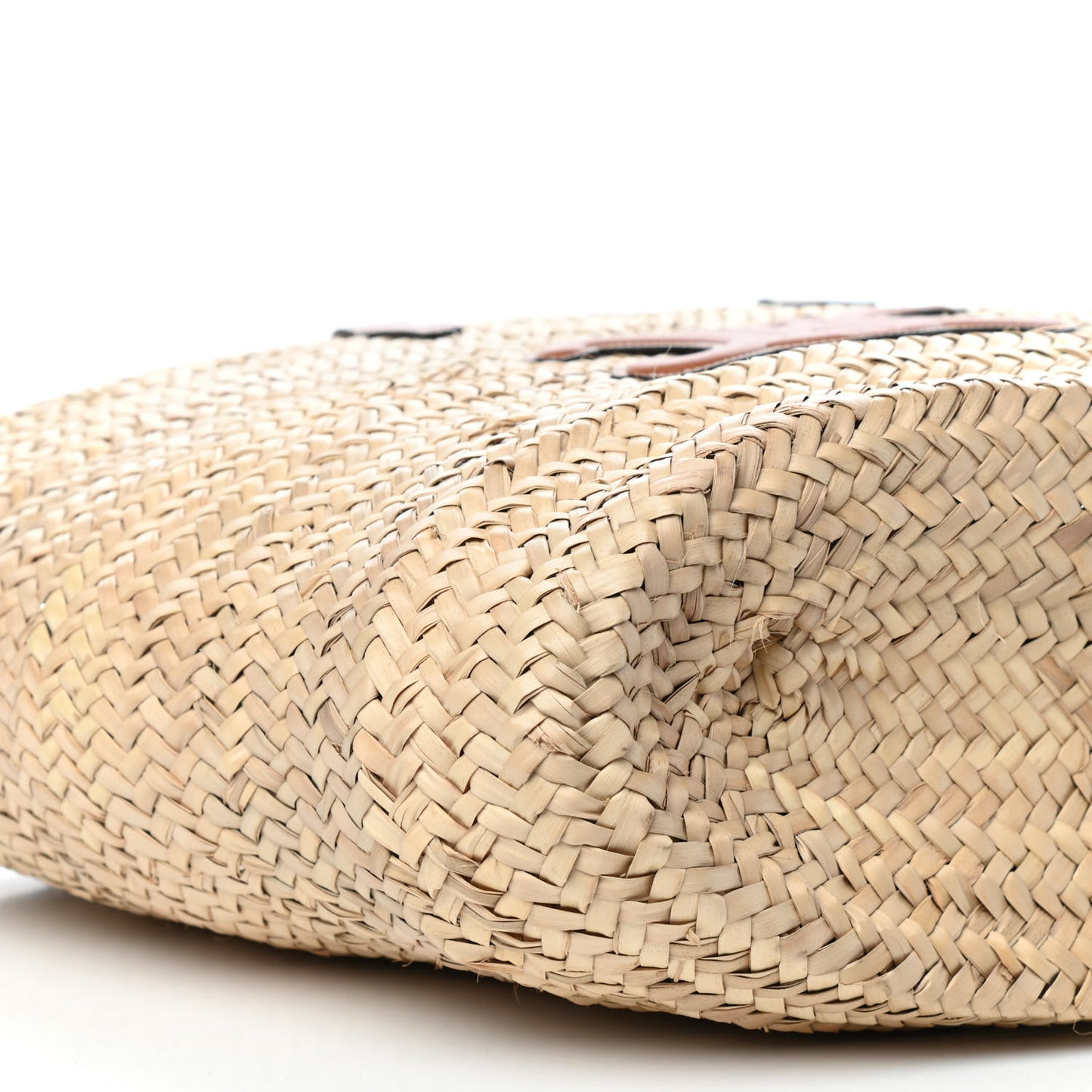Raffia Calfskin Triomphe Medium Panier Tan