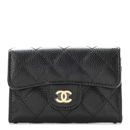 Chanel Caviar Quilted Flap Card Holder Wallet Black 1 of 8