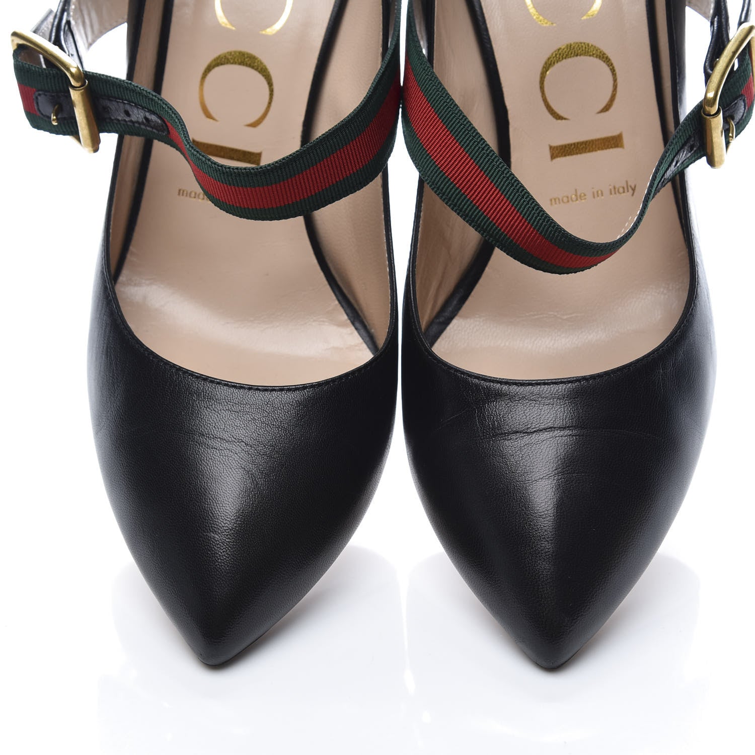 Gucci Calfskin Sylvie Mid Heel Pumps 37 Black 10 of 11