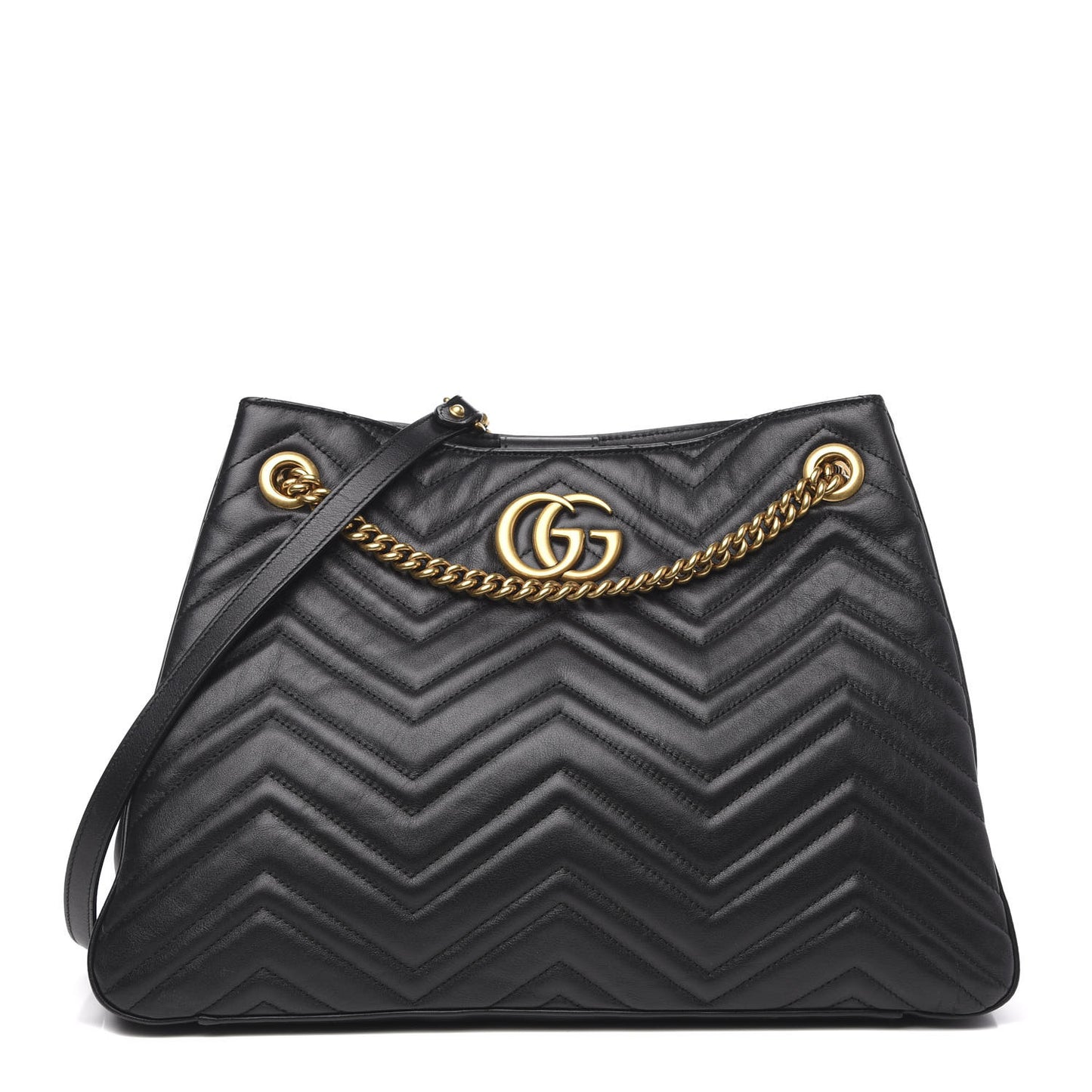 Calfskin Matelasse Medium GG Marmont Shoulder Tote Bag Black