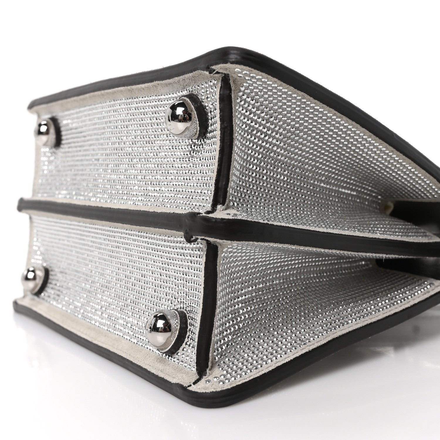 Fendi Iridescent Crystal Vitello Laminato Suede FF Petite Peekaboo