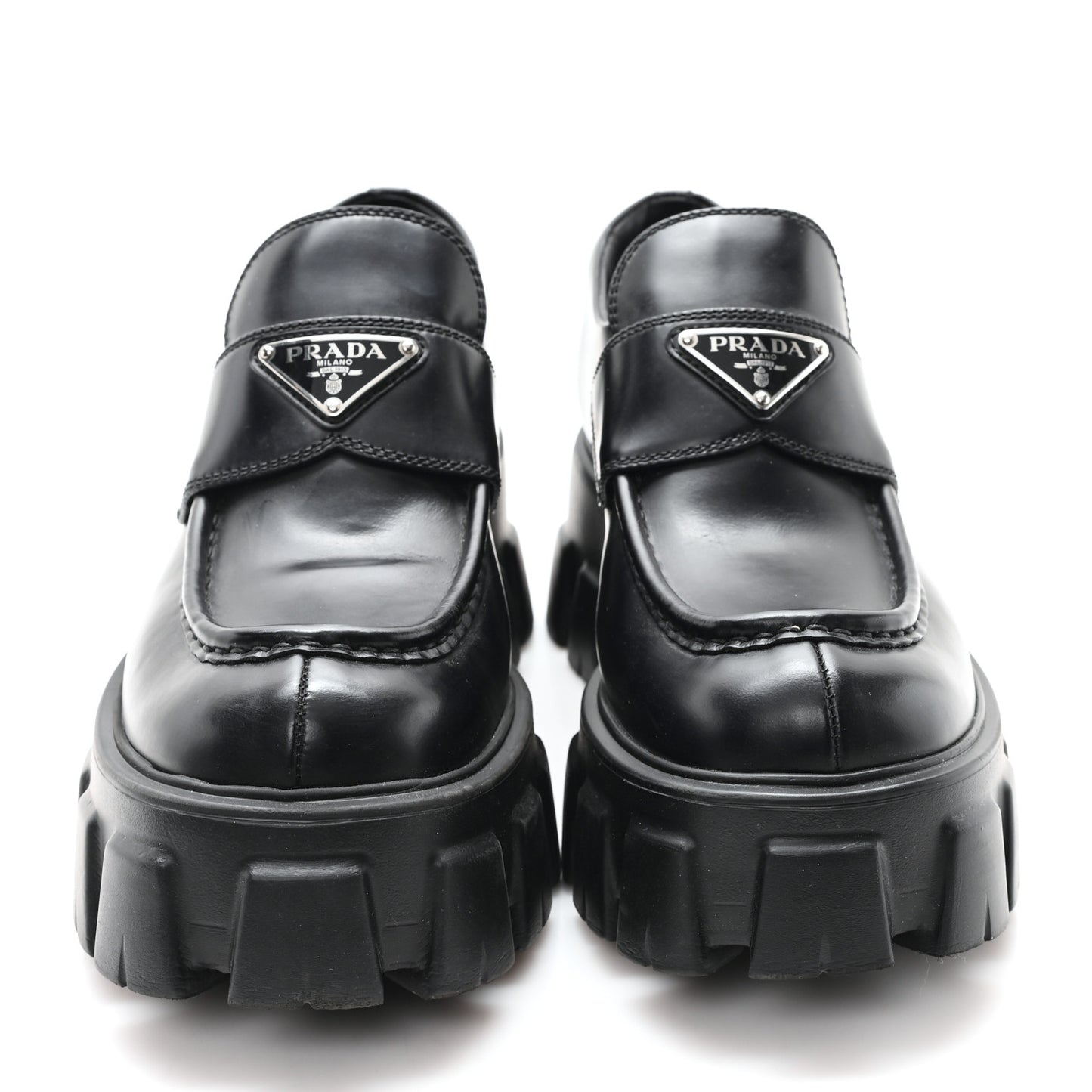 Spazzolato Rois Metal Triangle Logo Monolith 55mm Loafers 38 Black